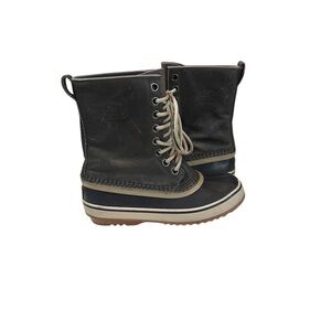 SOREL 1964 Premium Waterproof Gray Black Leather Winter Snow Boots Women's 6.5
